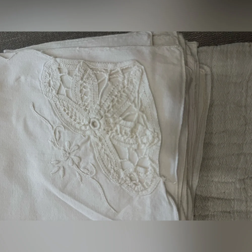 Vintage Elegant‎ White Embroidered Napkins